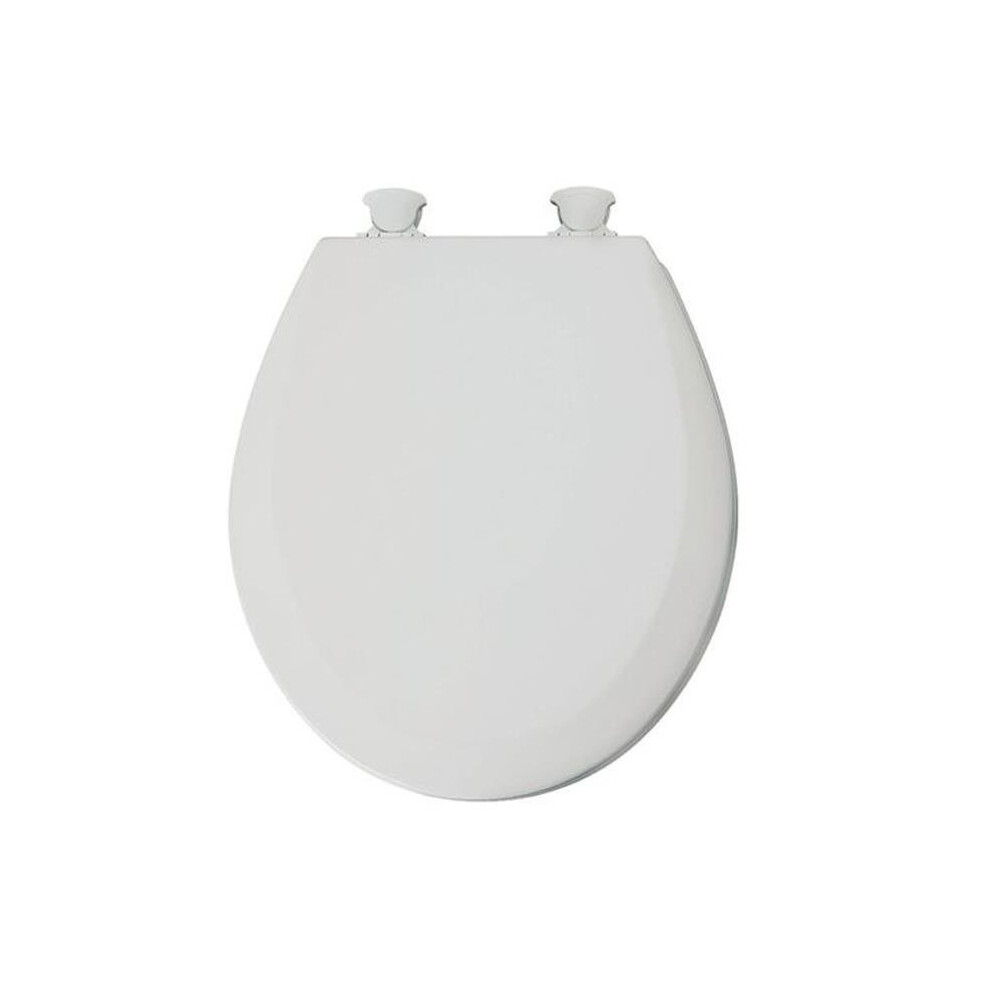 Bemis Manufacturer 212887 Round Wood Toilet Seat, White