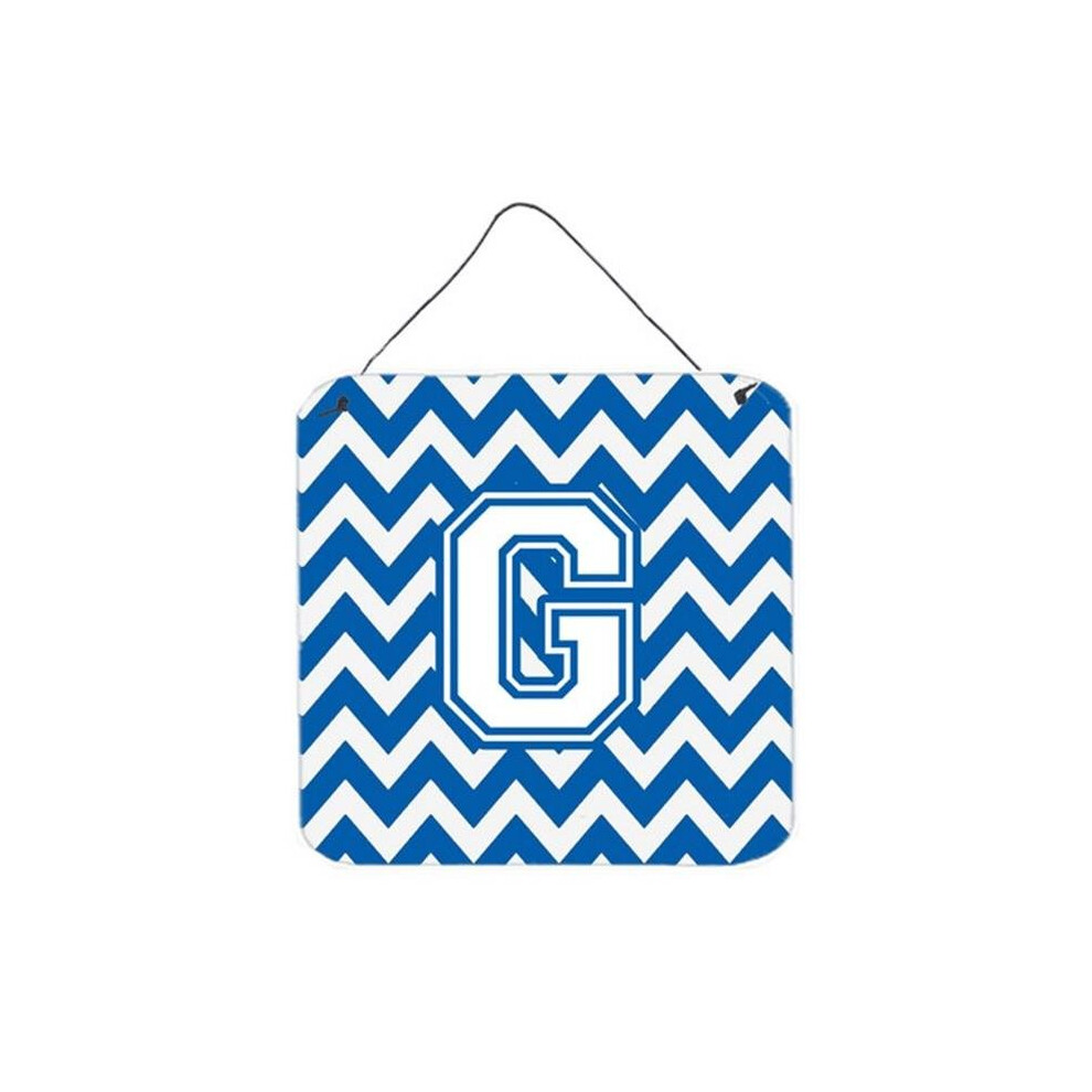Comfortcreator Letter G Chevron Blue & White Wall Or Door Hanging Prints, 6 X 0.02 X 6 In.