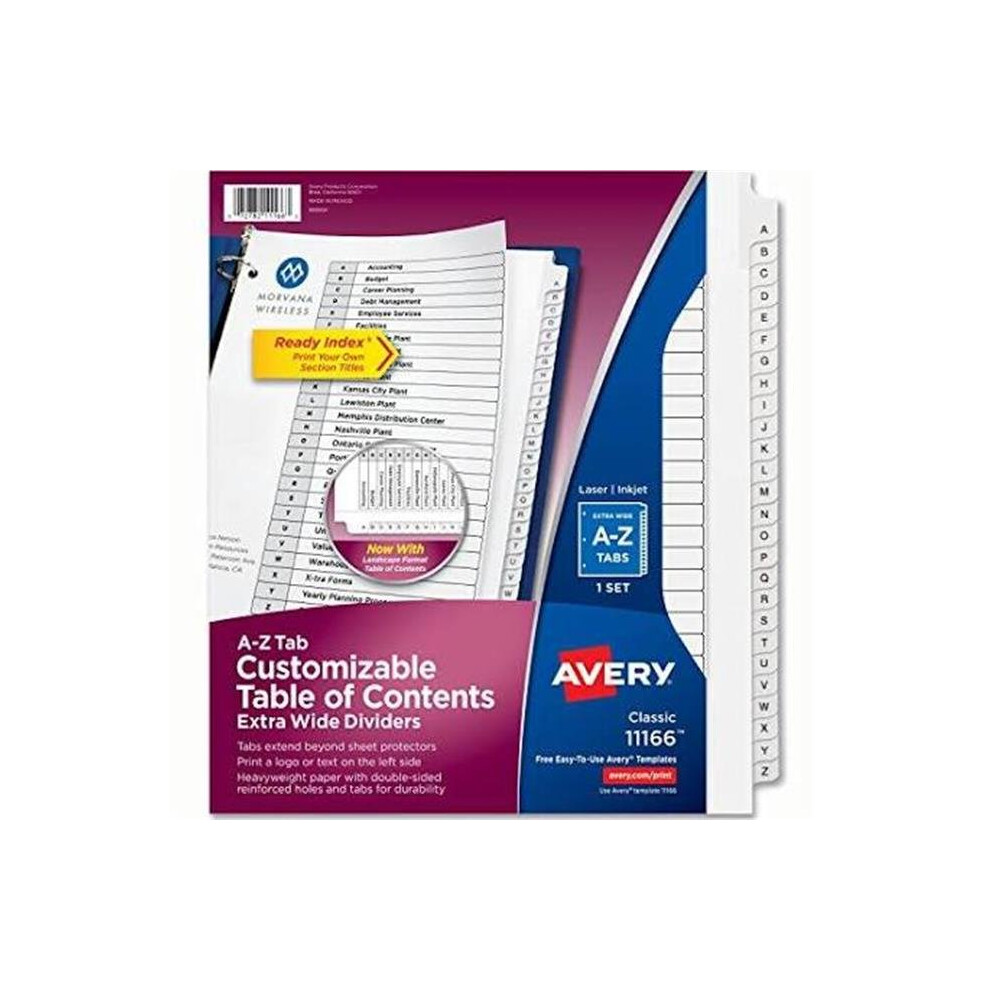 Photos - Other Office Equipment Avery AVE11166 9.75 x 11 in. A-Z Dividers Ready Index, White