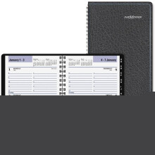 At A Glance AAGG21000 Telephone & Address Weekly Appointment Book, Simulated Leather - Black