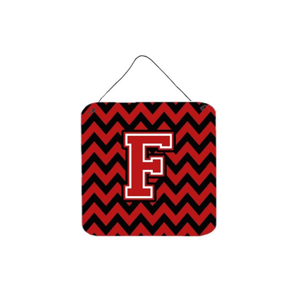 Letter F Chevron & Wall Or Door Hanging Prints Black/Red Comfortcreator