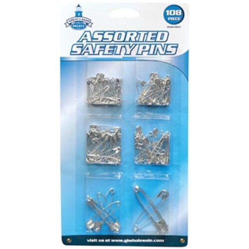 Great Lakes Wholesale 205578 108 PC Safe Pin Assorted