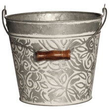 Headwind Robert Allen Vintage Bloemenschaal met Handvat, 8-Inch, Gegalvaniseerd met Witte Was - Lichtgewicht Pot