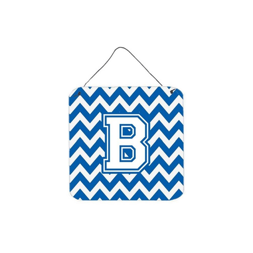 Comfortcreator Letter B Chevron Blue & White Wall Or Door Hanging Prints, 6 X 0.02 X 6 In.
