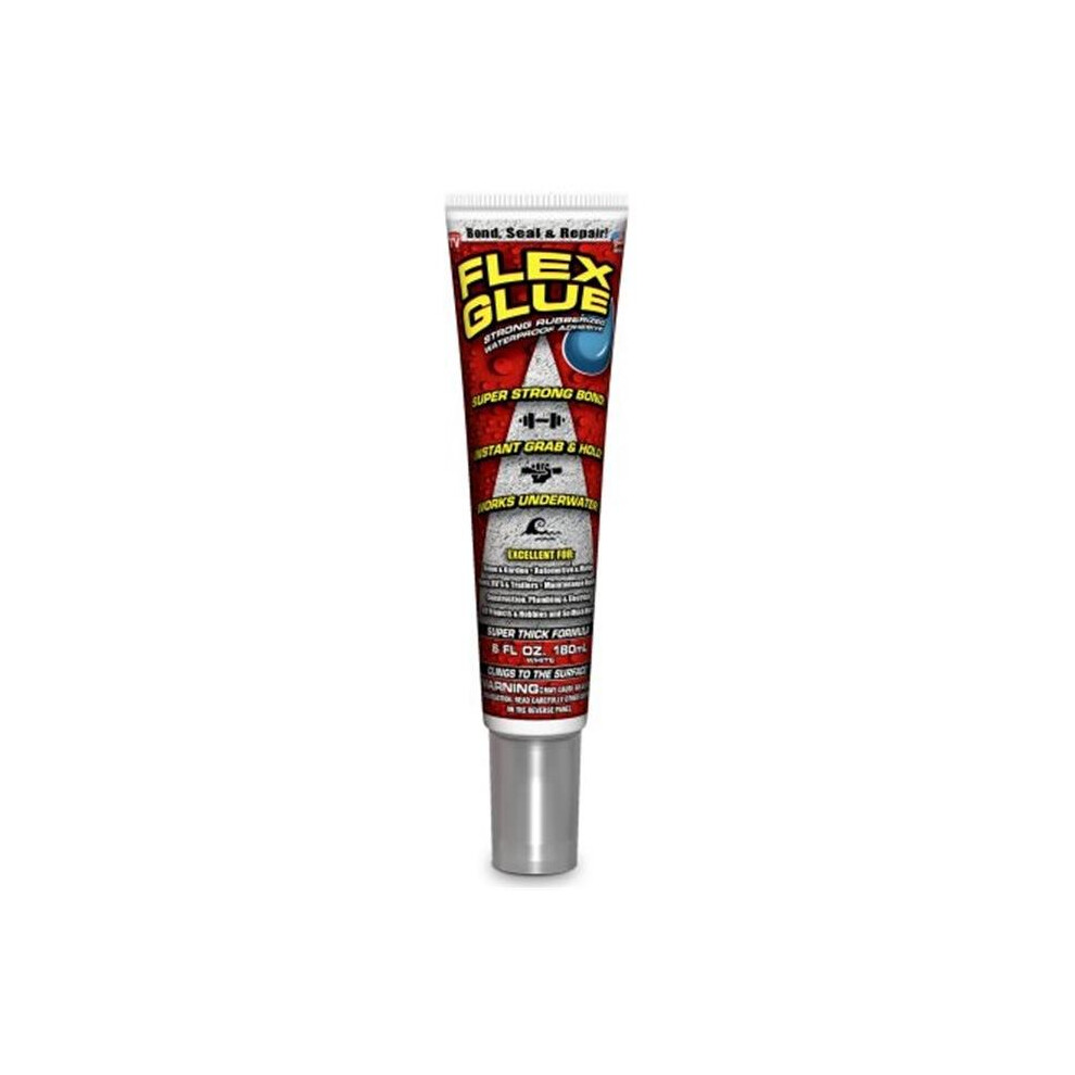Flex Glue Rubberized Waterproof Adhesive, White, 6 oz Tube, 1-Pack | Instant grab adhesive, works underwater, no run or drip, UV resistant, paintable, pools, showers, concrete, brick, wood, RV - Image 3