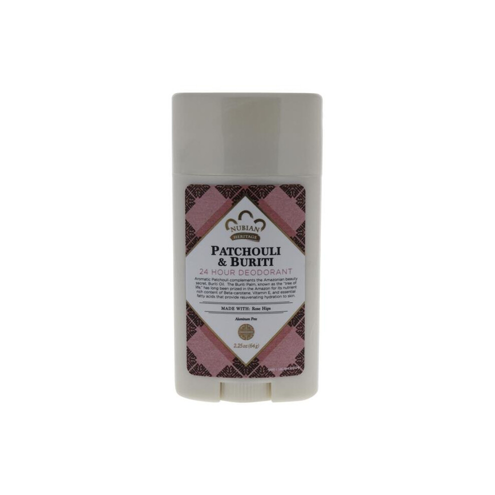 Nubian Heritage U-Bb-2803 Patchouli & Buriti 24 Hour Deodorant Stick For Unisex - 2.25 Oz
