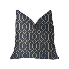 Midnight Padlock Blue, Black & Beige Luxury Throw Pillow, 20 x 30 in. Queen
