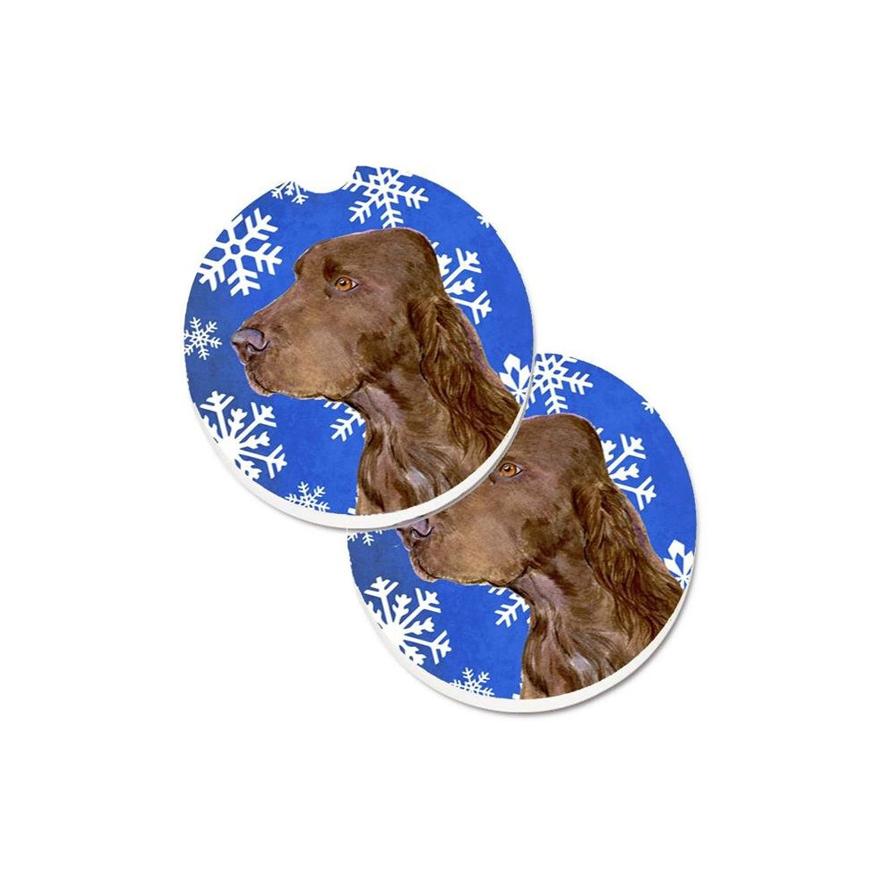 Field Spaniel Winter Snowflakes Holiday Set of 2 Cup Holder Car Coaster-image-OPC-PW7KW8-NEW