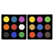Mini Tempera Cakes in Tray, Various Brilliant Colors, Set of 18
