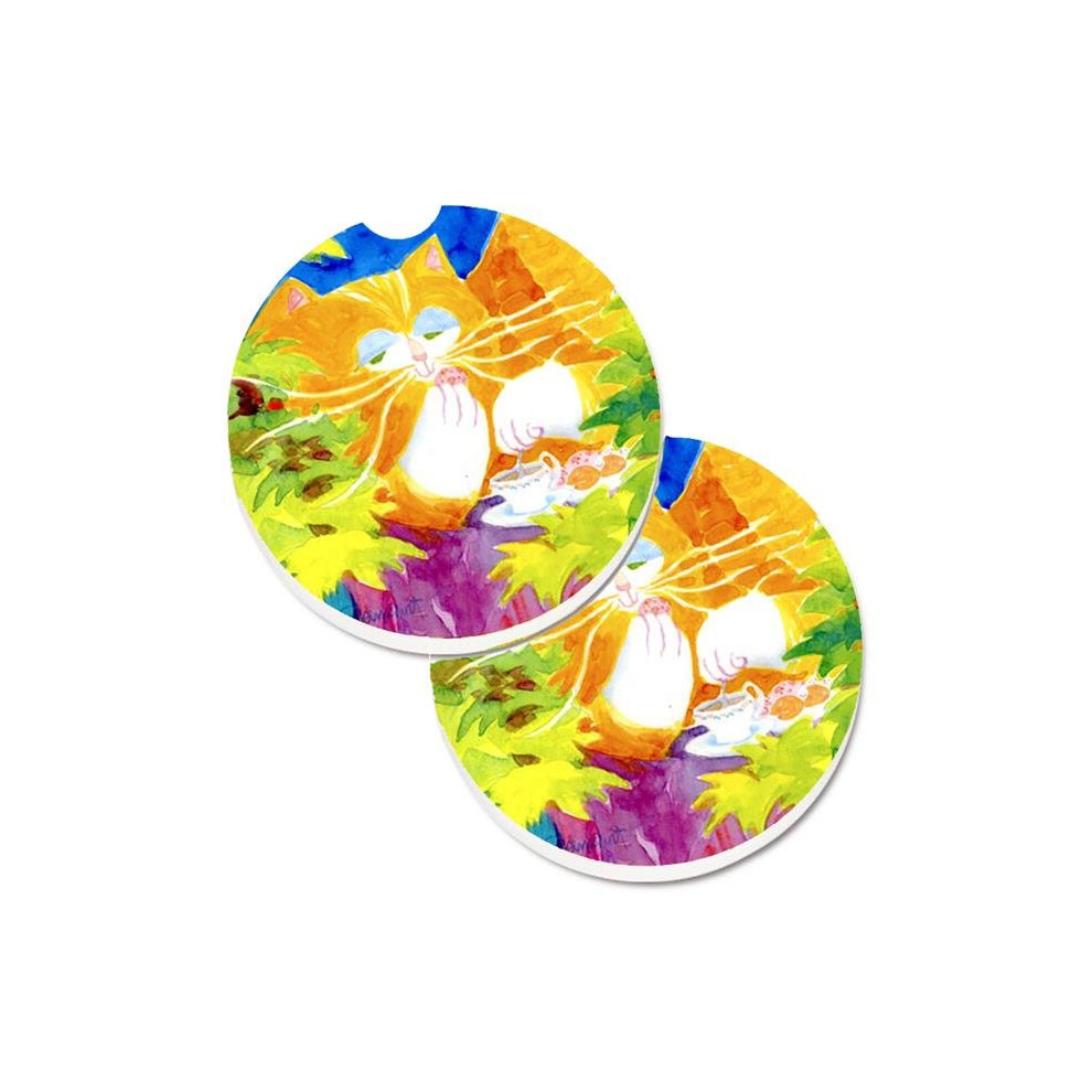 Cat Tea Time Set Of 2 Cup Holder Car Coaster 652513480420