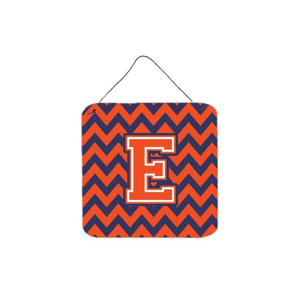Comfortcreator Letter E Chevron Orange & Blue Wall Or Door Hanging Prints, 6 X 0.02 X 6 In.