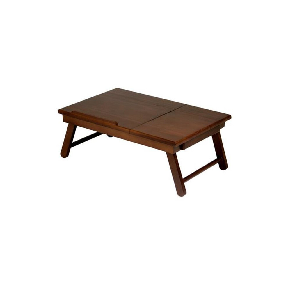 Alden Lap Desk Flip Top with Drawer Foldable Legs- Antique Walnut
