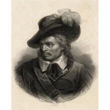 Oliver Cromwell 1599-1658 English Soldier & Statesman 19th Century Print Engraved by Geoffroy Print, 13 x 17