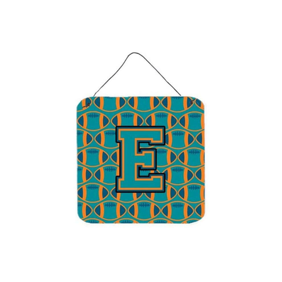Comfortcreator Letter E Football Aqua, Orange & Marine Blue Wall Or Door Hanging Prints