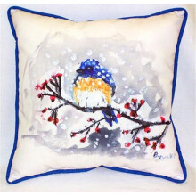 Blue Bird & Snow Large Indoor & Outdoor Pillow 18 x 18