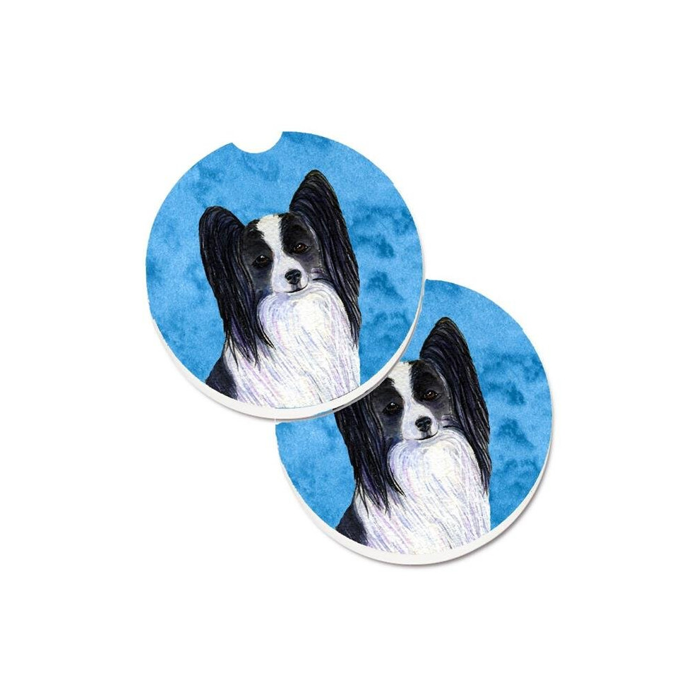 Papillon Set Of 2 Cup Holder Car Coaster Blue 652513500265