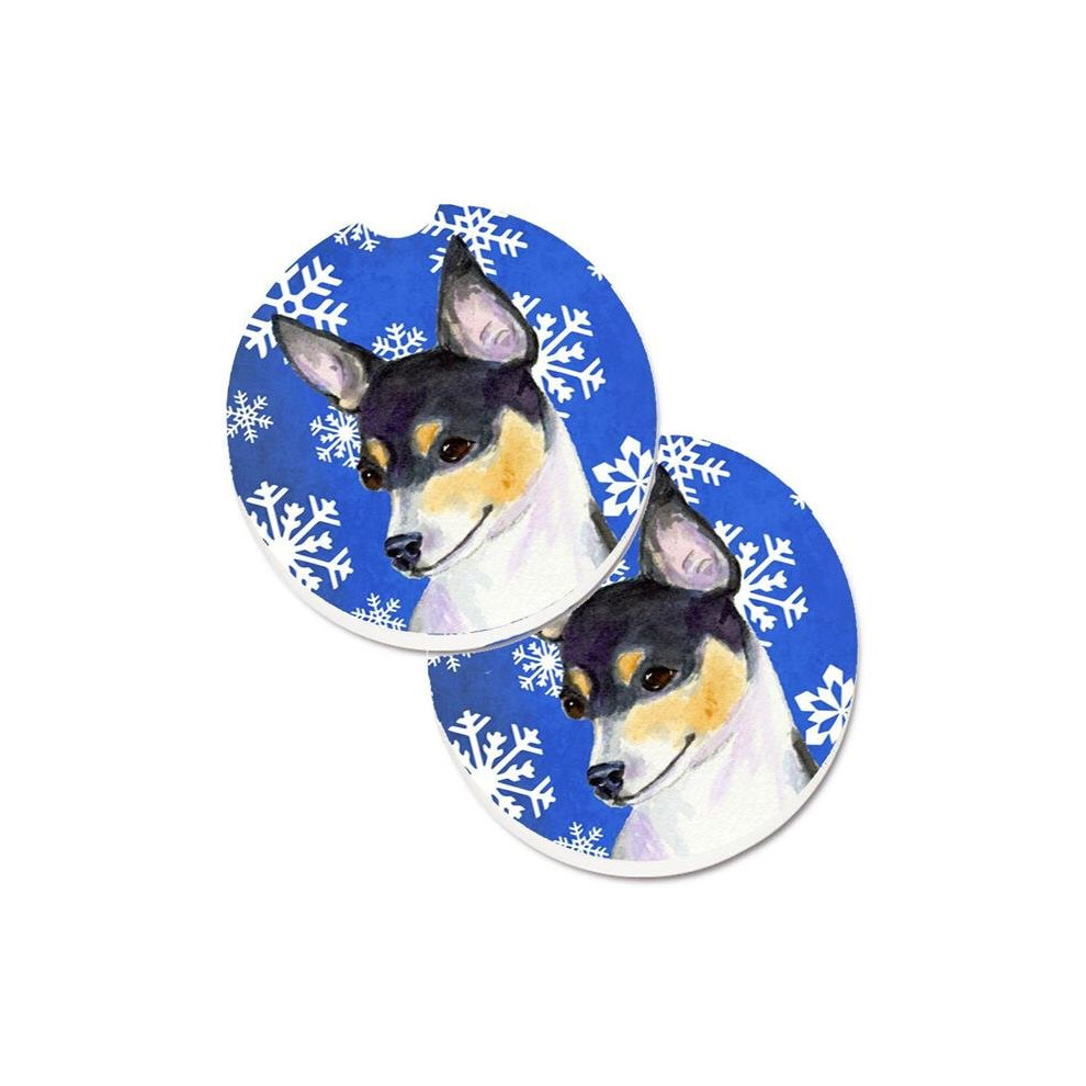 Chihuahua Winter Snowflakes Holiday Set of 2 Cup Holder Car Coaster-image-OPC-PW8WQX-NEW