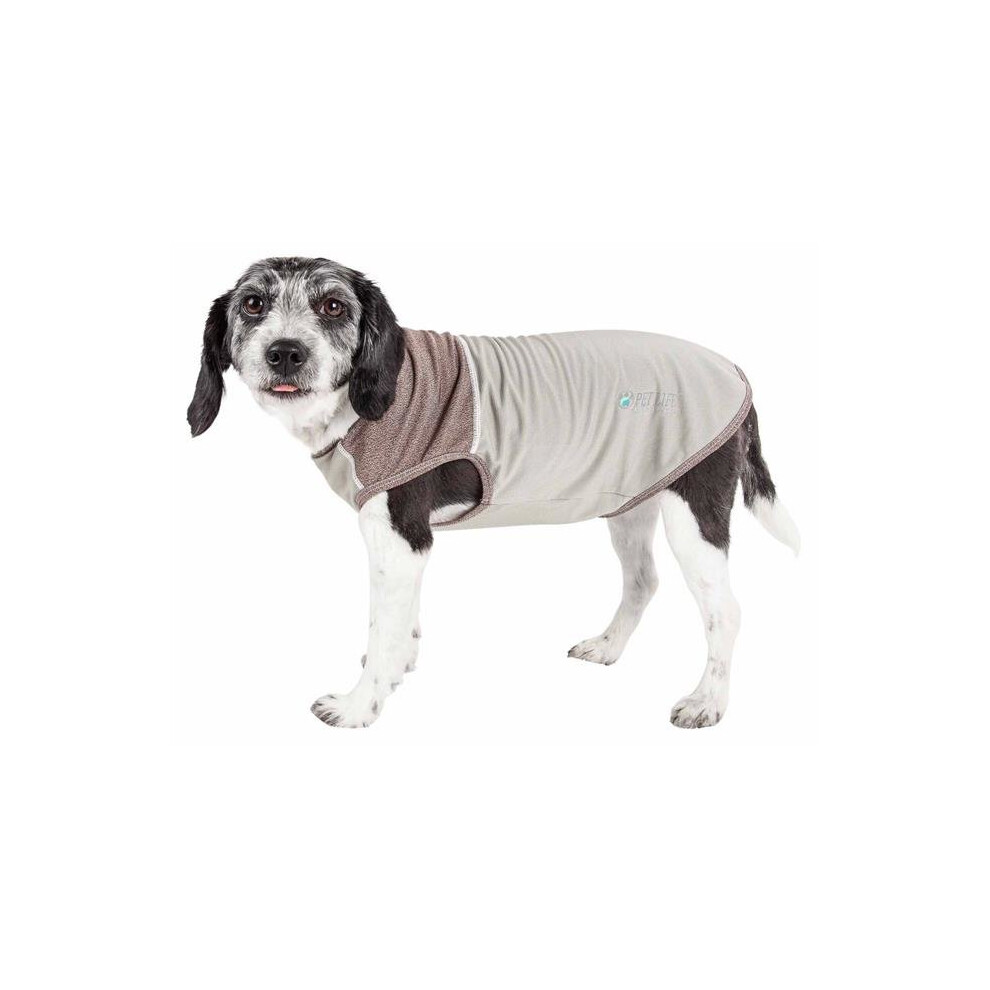 Photos - Dog Clothing Pet Life TSHL1TNXL Active Aero-Pawlse Heathered Quick-Dry & 4-Way Stretch-Performance Dog Tank Top T-Shirt - Tan & Brown, Ex