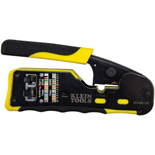 Klein Tools VDV226-110 Pass Thru Modular Crimper Tool - Yellow & Black