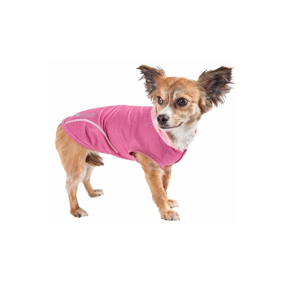 Photos - Dog Clothing Pet Life HDHL1PKMD Active Pull-Rover Premium 4-Way Stretch Two-Toned Performance Sleeveless Dog T-Shirt Tank Top Hoodie, Pin