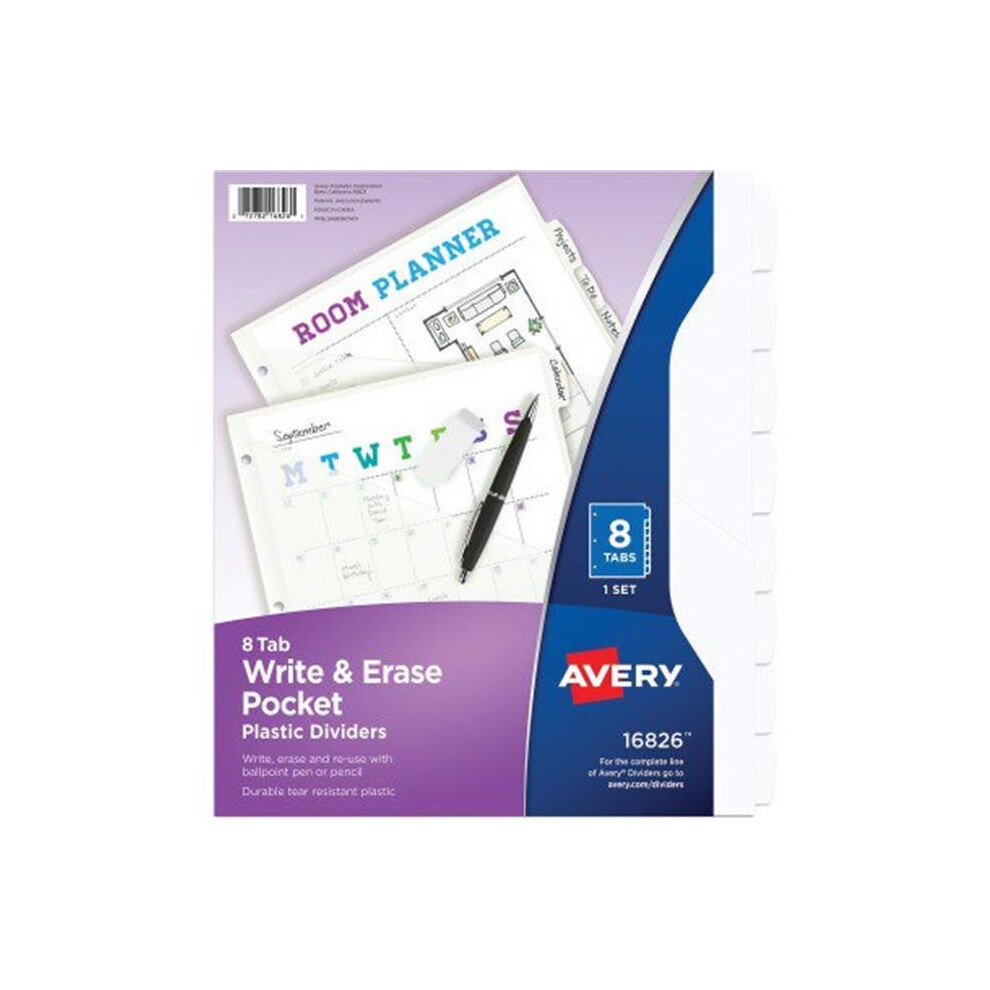 Photos - Other Office Equipment Avery AVE16826 Write & Erase Plastic Dividers, White