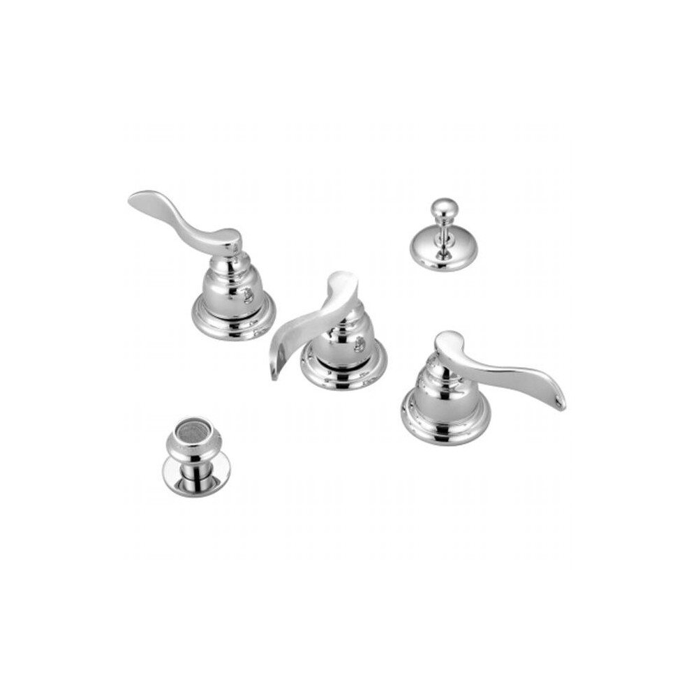 Three Handle Bidet Faucet With Brass Pop-Up 661541535194