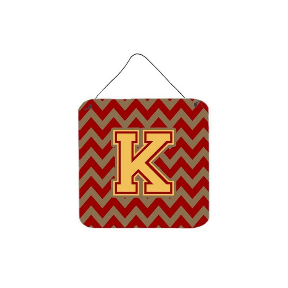 Comfortcreator Letter K Chevron Garnet & Gold Wall Or Door Hanging Prints