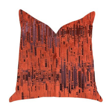 Luminous Skyscraper Luxury Throw Pillow in Orange Red Tones, 20 x 36 in. King