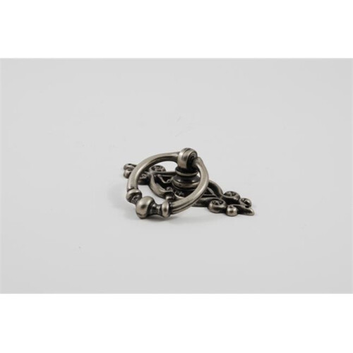 Cabinet Ring Pull with Backplate, Aged Pewter