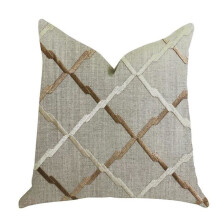 Urban Square Brown & Beige Luxury Throw Pillow, 20 x 30 in. Queen
