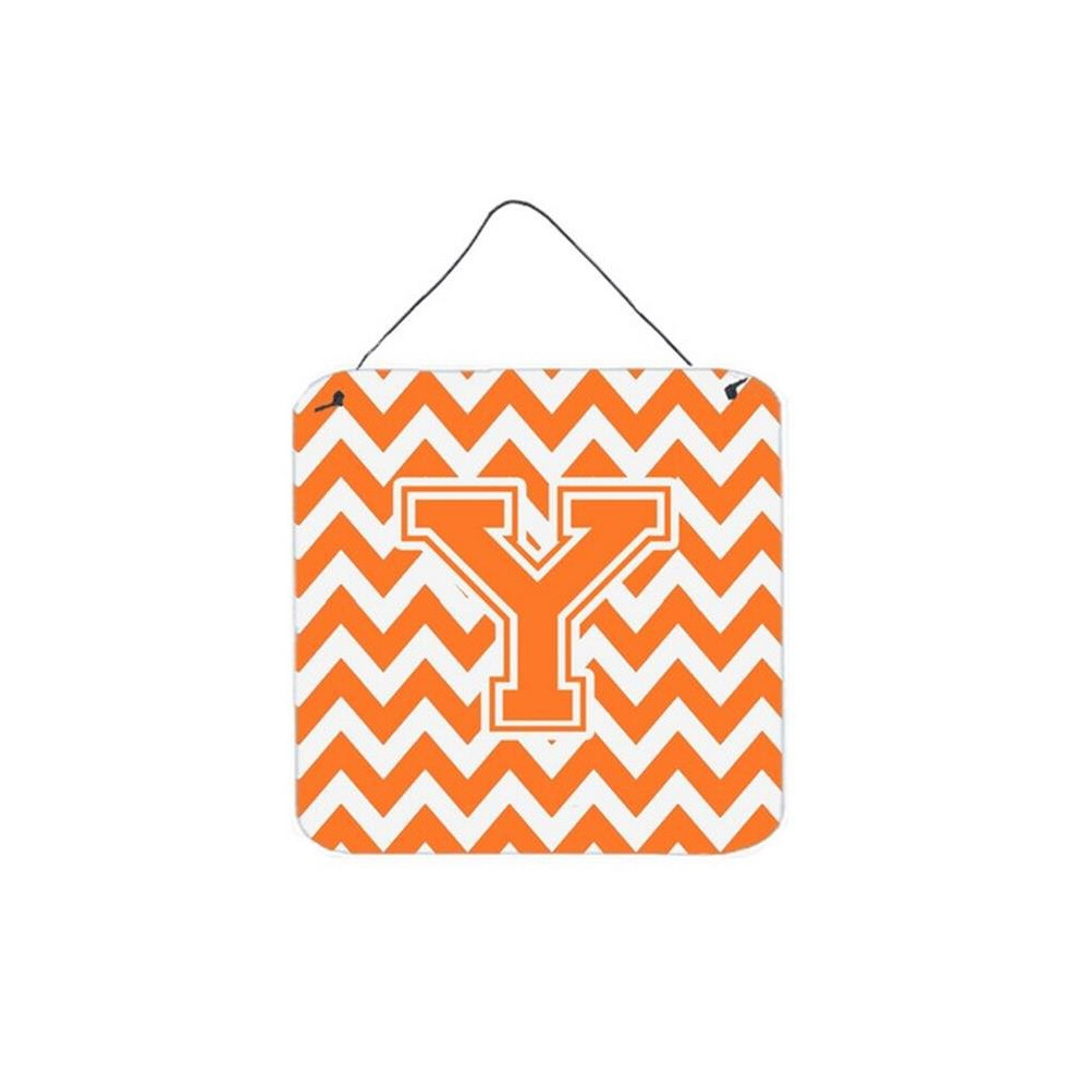 Comfortcreator Letter Y Chevron Orange & White Wall Or Door Hanging Prints