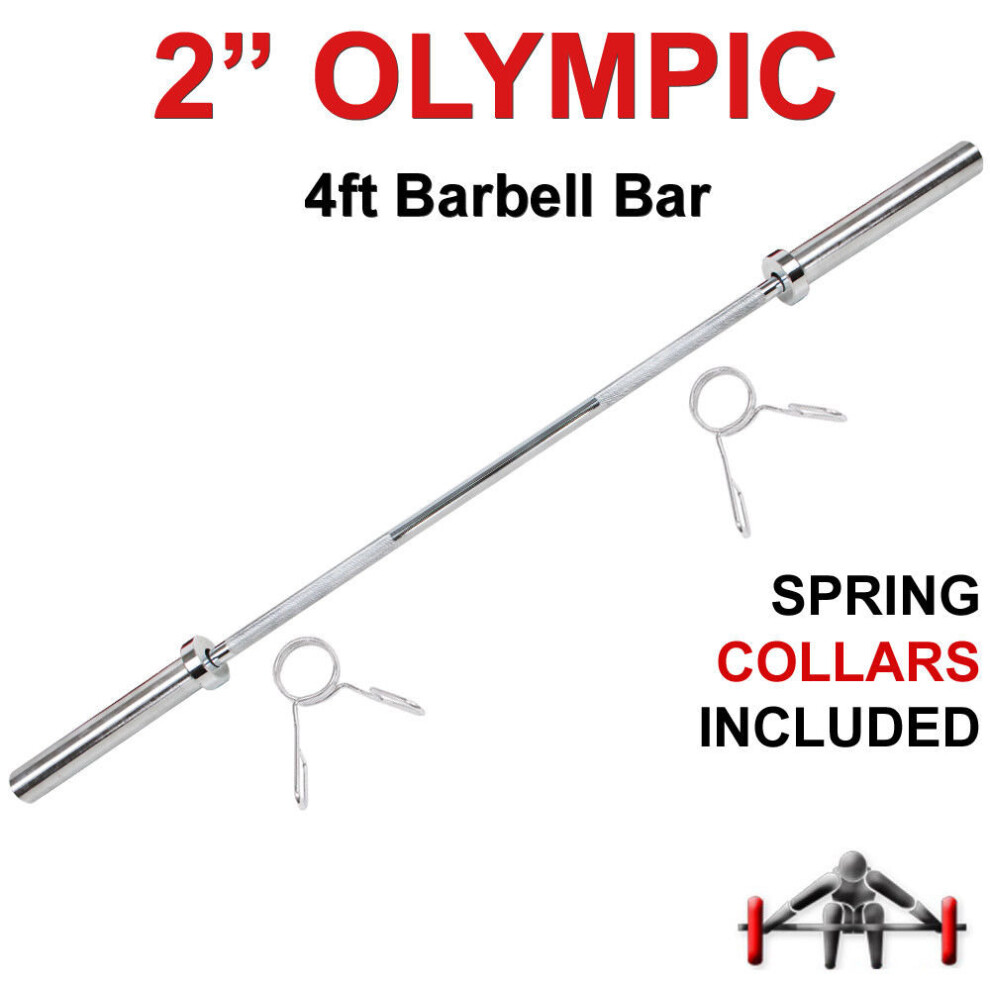 Olympic Barbell Bar 4ft Weight Lifting Gym Training Bars Collars