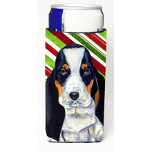 Basset Hound Candy Cane Holiday Christmas Michelob Ultra bottle sleeves For Slim Cans - 12 oz.