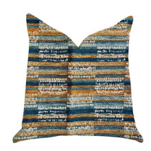Timber Blue & Beige Textured Luxury Throw Pillow, 20 x 30 in. Queen