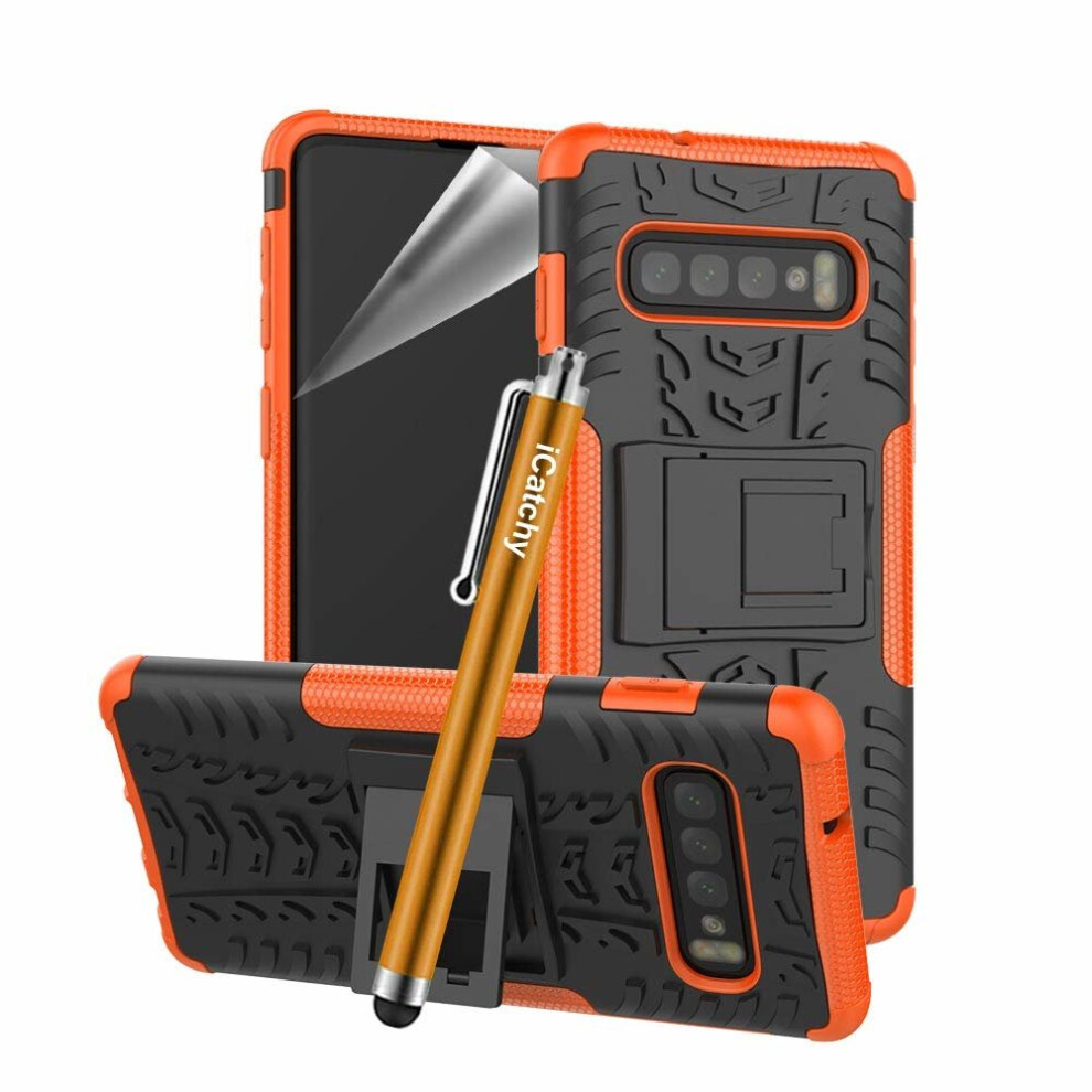 (Orange) For Samsung Galaxy S10 Tough Shockproof Case Cover