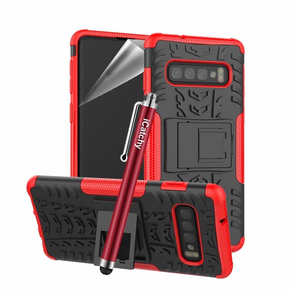 (Red) For Samsung Galaxy S10 Tough Shockproof Case Cover