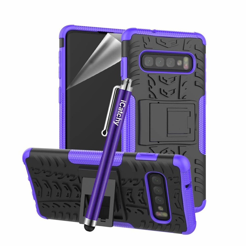 (Purple) For Samsung Galaxy S10 Tough Shockproof Case Cover