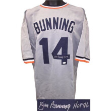 Athlon Sports CTBL-017073R Jim Bunning Signed Gray TB Custom Stitched Baseball Jersey HOF 96 - JSA Witnessed Hologram, Extra Large