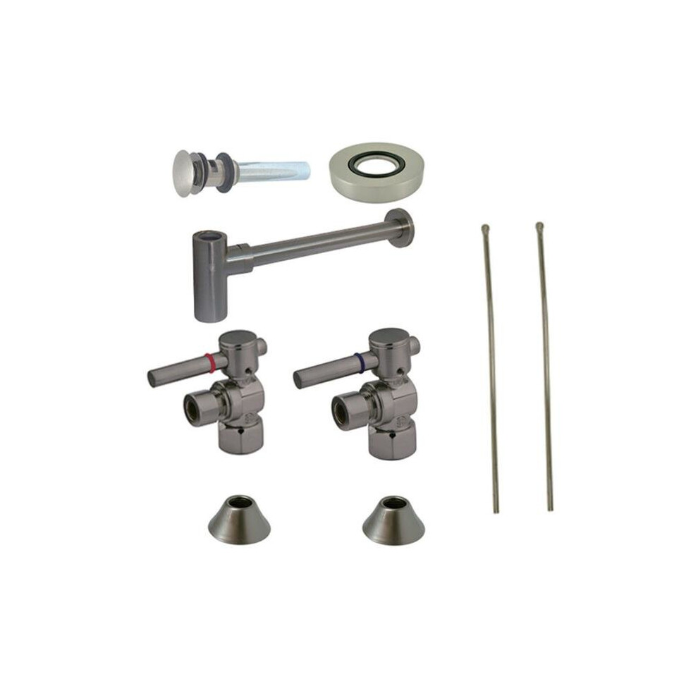 Comtemporary Plumbing Sink Trim Kit With Bottle Trap For Overflow Hole Vessel Sink, Satin Nickel 661541536306