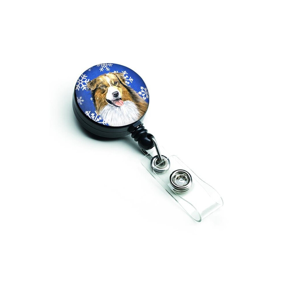 Australian Shepherd Winter Snowflakes Holiday Retractable Badge Reel-image-OPC-PWCGW8-NEW