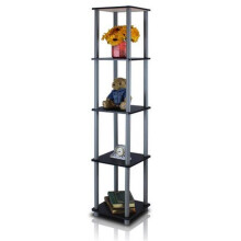 Turn-N-Tube 5-Tier Corner Square Rack Display Shelf, Black & Grey - 57.7 x 11.6 x 11.6 in.