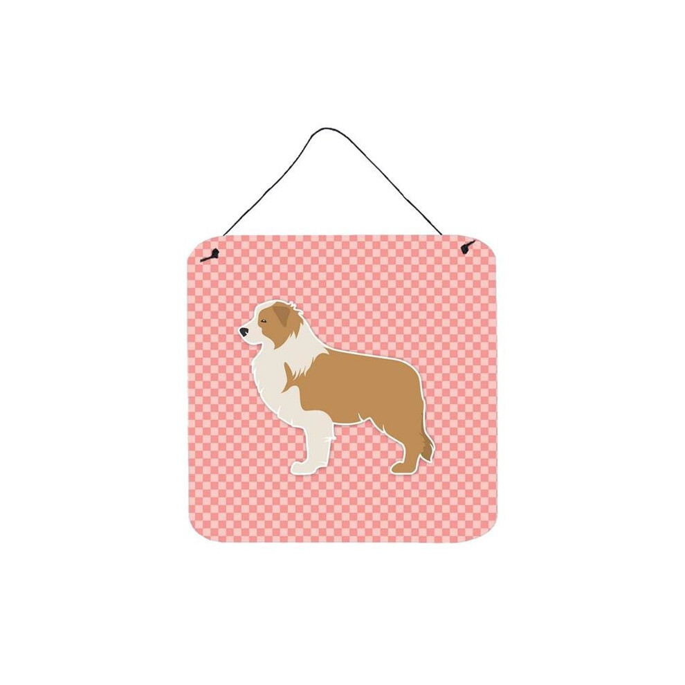Comfortcreator Red Border Collie Checkerboard Pink Wall Or Door Hanging Prints