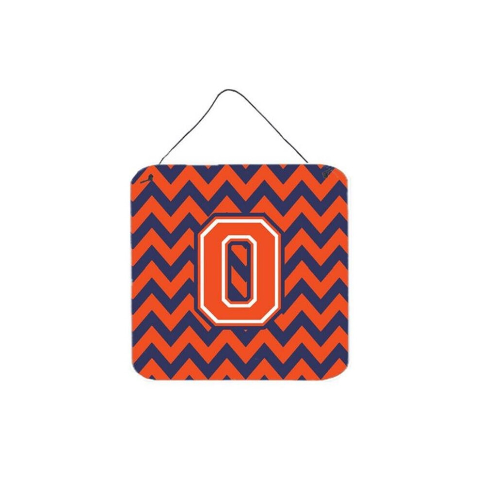 Comfortcreator Letter O Chevron Orange & Blue Wall Or Door Hanging Prints, 6 X 0.02 X 6 In.