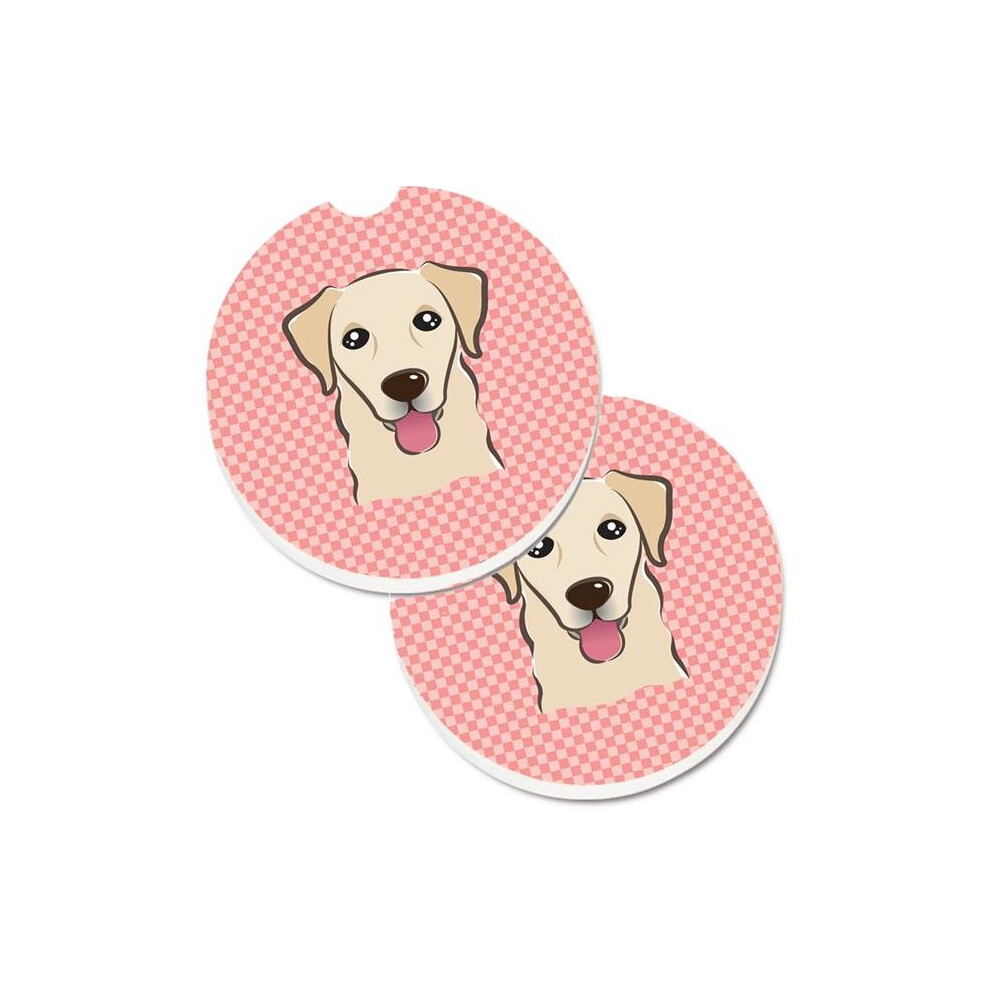 Checkerboard Retriever Set Of 2 Cup Holder Car Coaster Pink/Golden 652513483650