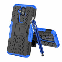 (Blue) For Nokia 8.1 Shockproof Hybrid Hard Phone Case