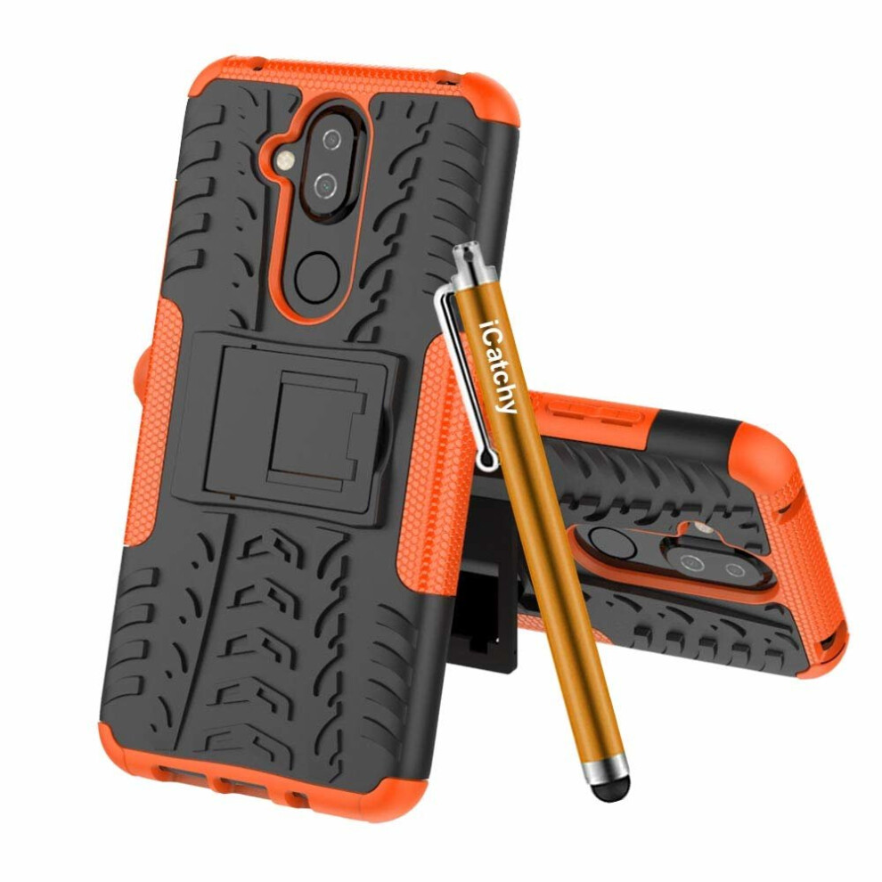 (Orange) For Nokia 8.1 Shockproof Hybrid Hard Phone Case
