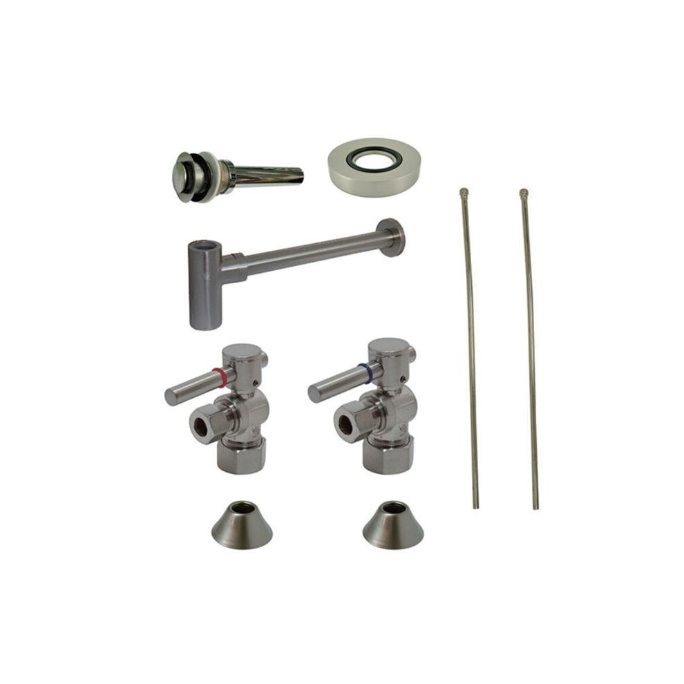 Comtemporary Plumbing Sink Trim Kit With Bottle Trap For Vessel Sink Without Overflow Hole, Satin Nickel 739608211128