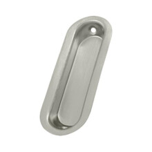 3.5 x 1.25 x 0.31 in. Oblong Flush Pull, Satin Nickel - Solid