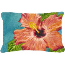 Coral Hibiscus by Malenda Trick Fabric Decorative Pillow