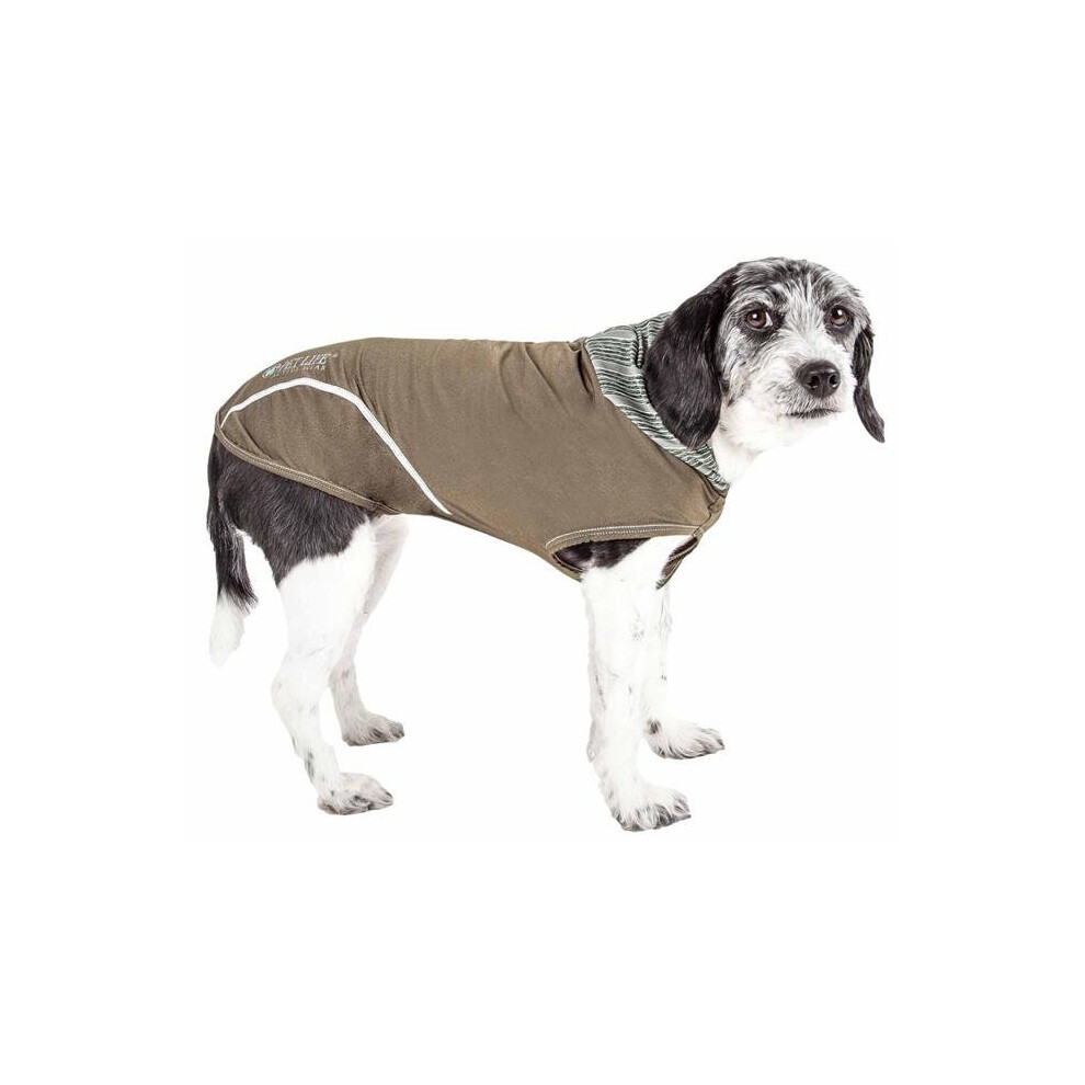 Photos - Dog Clothing Pet Life HDHL1GNXS Active Pull-Rover Premium 4-Way Stretch Two-Toned Performance Sleeveless Dog T-Shirt Tank Top Hoodie, Gre